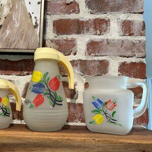 3 pc Hazel Atlas Tulips Waffle Set